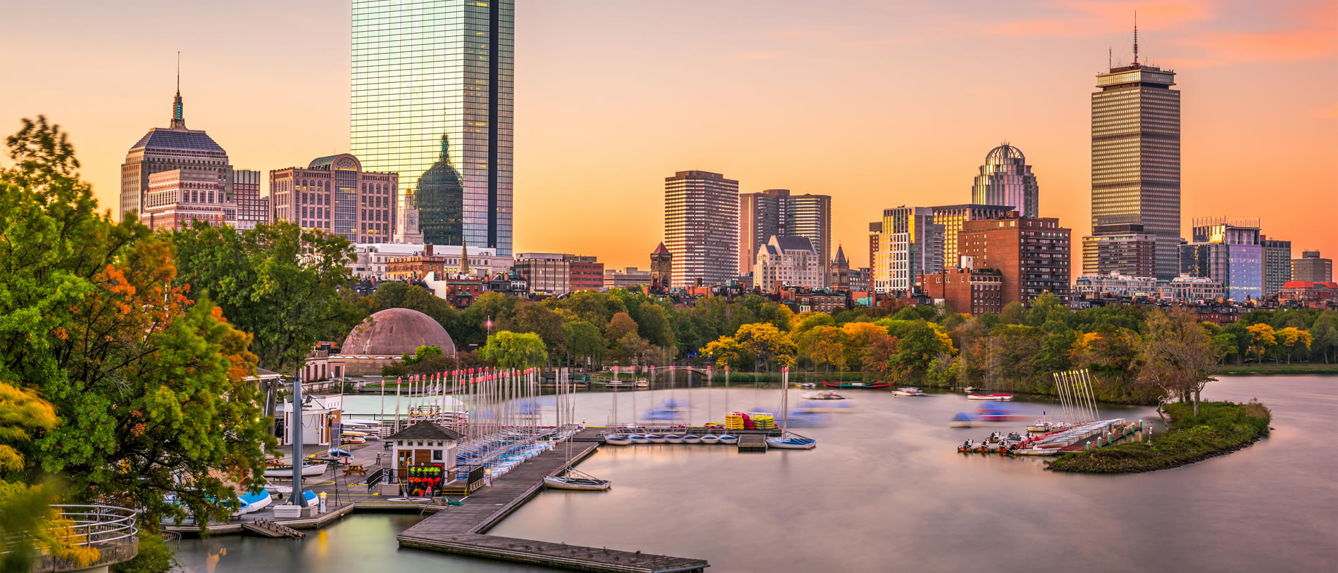 Boston, Massachusetts, USA skyline at dawn